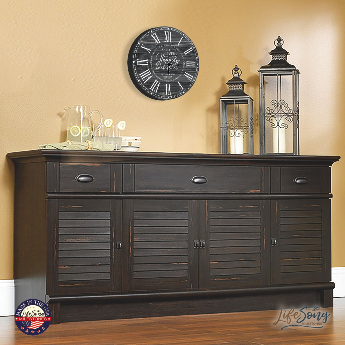 Personalized Inspirational Everyday Home and Family Wall Clock 12 x 12 x 0.125-(And They Lived) - LifeSong Milestones