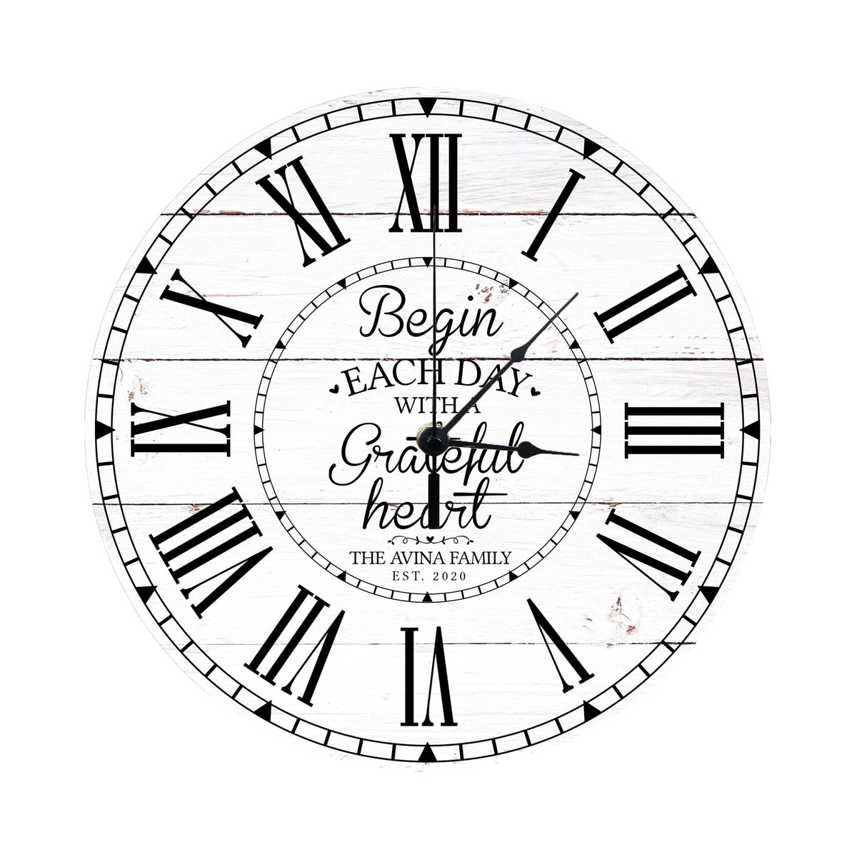 Personalized Inspirational Everyday Home and Family Wall Clock 12 x 12 x 0.125-(Begin each day) - LifeSong Milestones