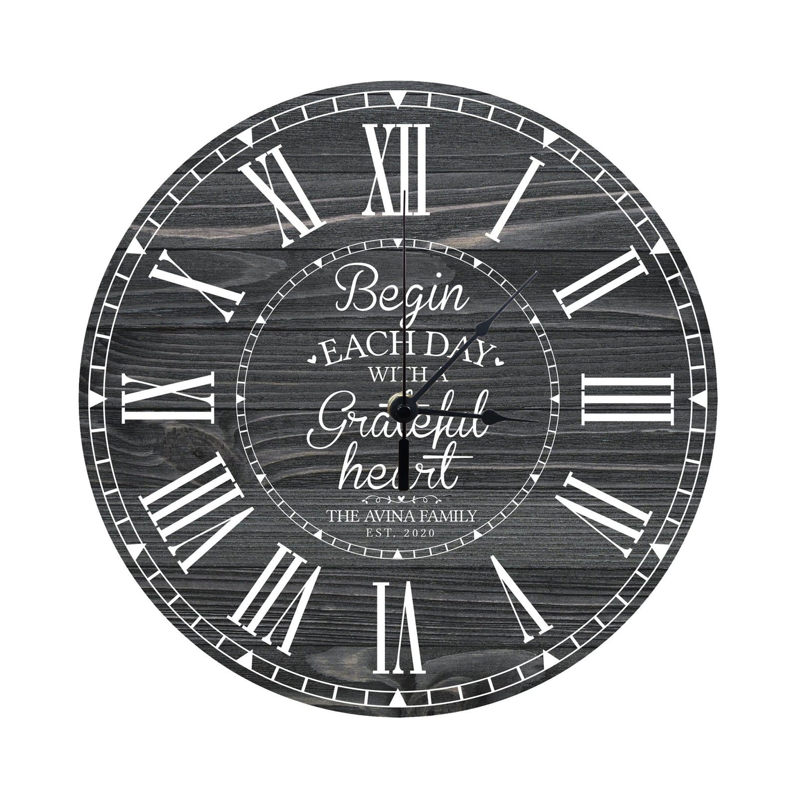 Personalized Inspirational Everyday Home and Family Wall Clock 12 x 12 x 0.125-(Begin each day) - LifeSong Milestones