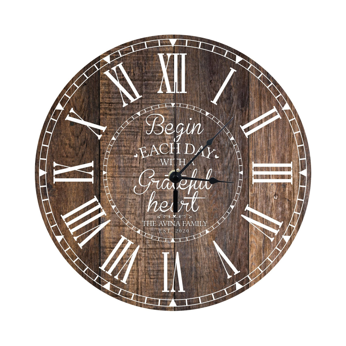 Personalized Inspirational Everyday Home and Family Wall Clock 12 x 12 x 0.125-(Begin each day) - LifeSong Milestones