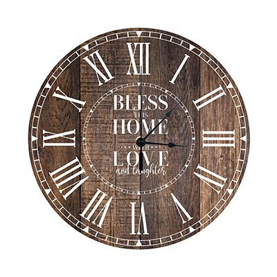 Personalized Inspirational Everyday Home and Family Wall Clock 12 x 12 x 0.125-(Bless This Home) - LifeSong Milestones
