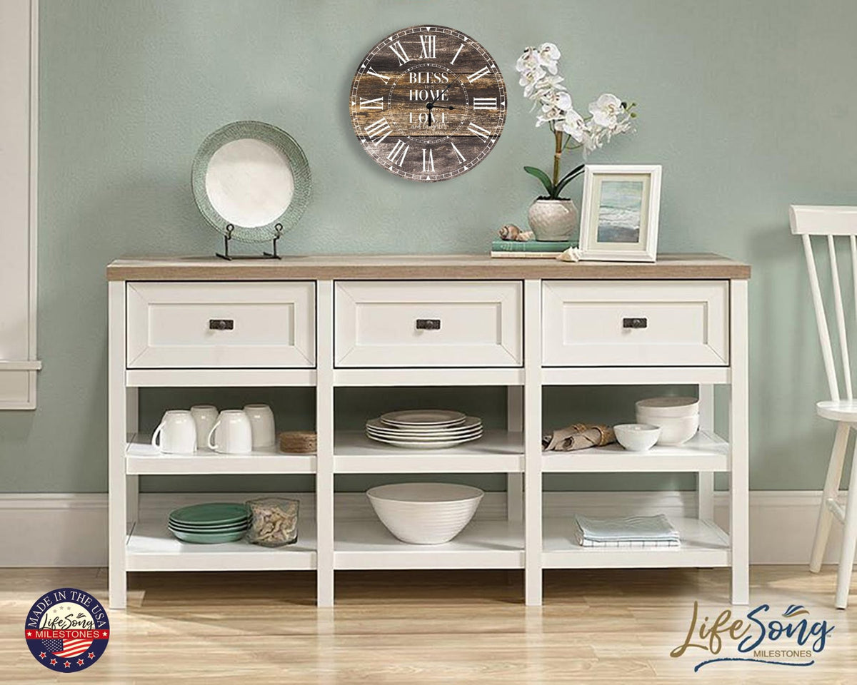 Personalized Inspirational Everyday Home and Family Wall Clock 12 x 12 x 0.125-(Bless This Home) - LifeSong Milestones