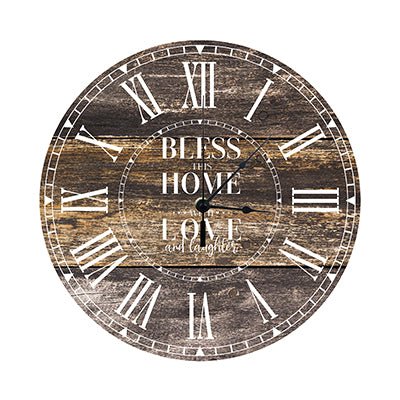 Personalized Inspirational Everyday Home and Family Wall Clock 12 x 12 x 0.125-(Bless This Home) - LifeSong Milestones