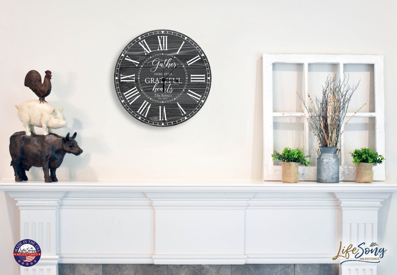 Personalized Inspirational Everyday Home and Family Wall Clock 12 x 12 x 0.125-(Gather Here) - LifeSong Milestones
