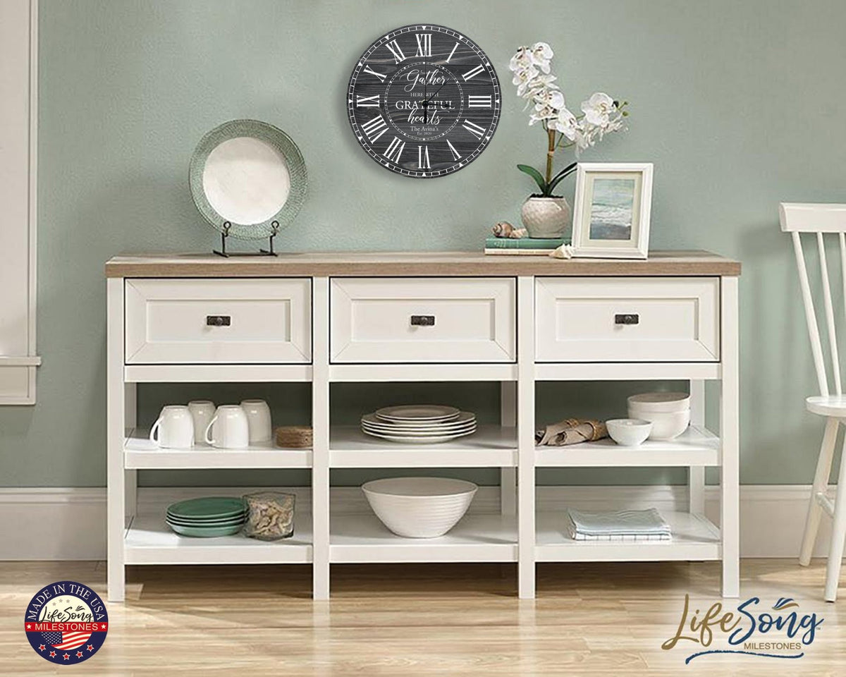 Personalized Inspirational Everyday Home and Family Wall Clock 12 x 12 x 0.125-(Gather Here) - LifeSong Milestones