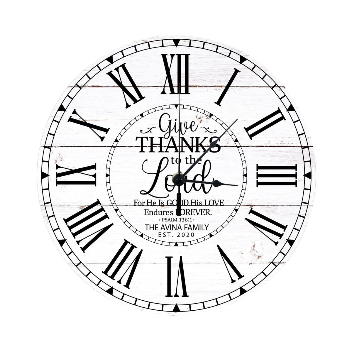 Personalized Inspirational Everyday Home and Family Wall Clock 12 x 12 x 0.125-(Give Thanks) - LifeSong Milestones