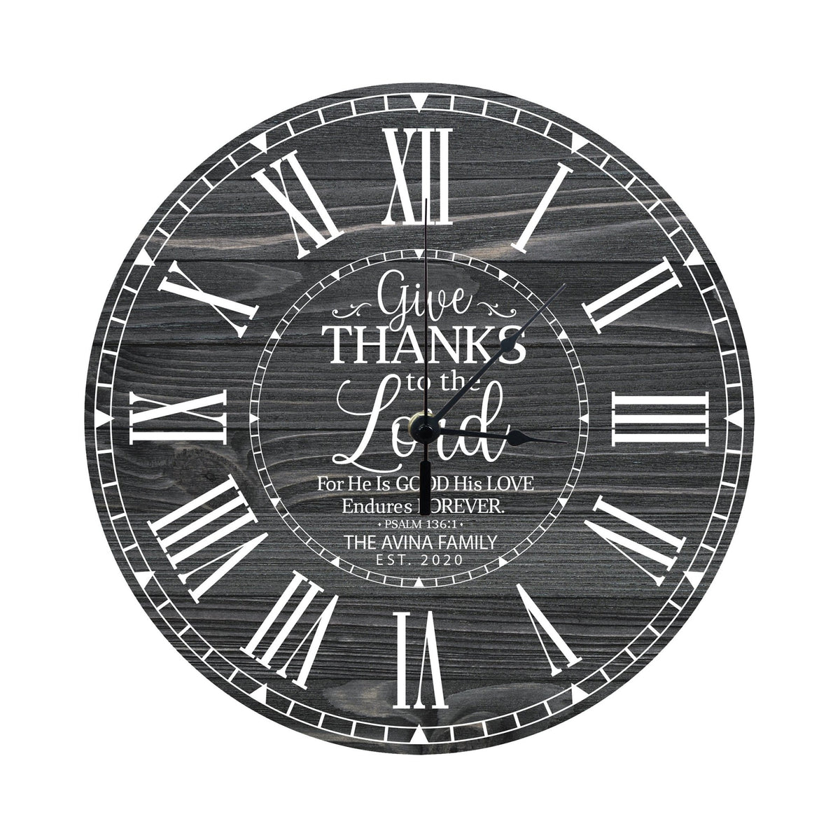 Personalized Inspirational Everyday Home and Family Wall Clock 12 x 12 x 0.125-(Give Thanks) - LifeSong Milestones