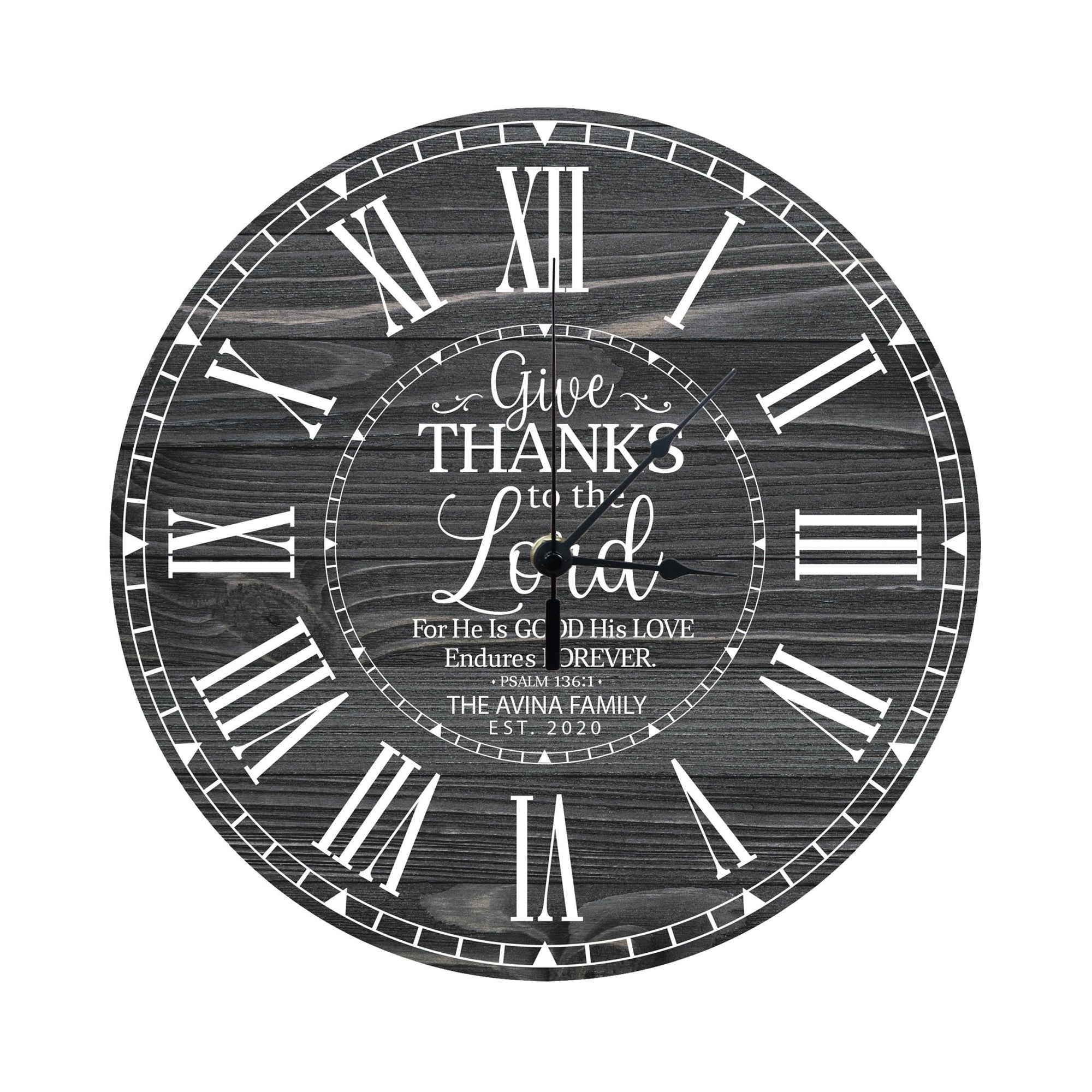Personalized Inspirational Everyday Home and Family Wall Clock 12 x 12 x 0.125-(Give Thanks) - LifeSong Milestones