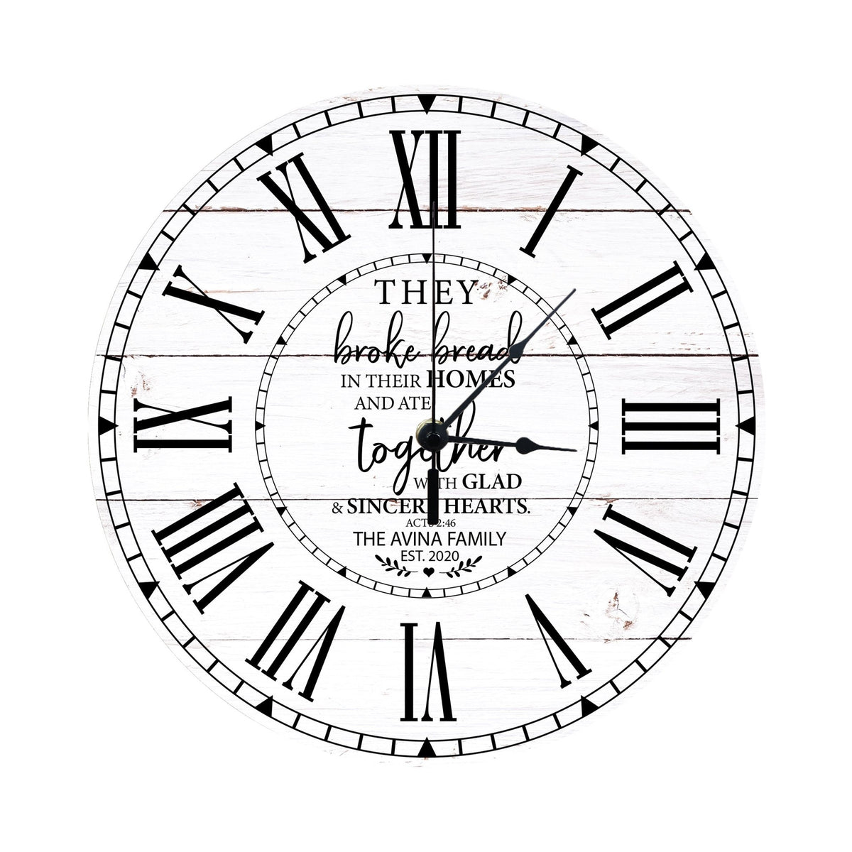Personalized Inspirational Everyday Home and Family Wall Clock 12 x 12 x 0.125-(They broke bread) - LifeSong Milestones