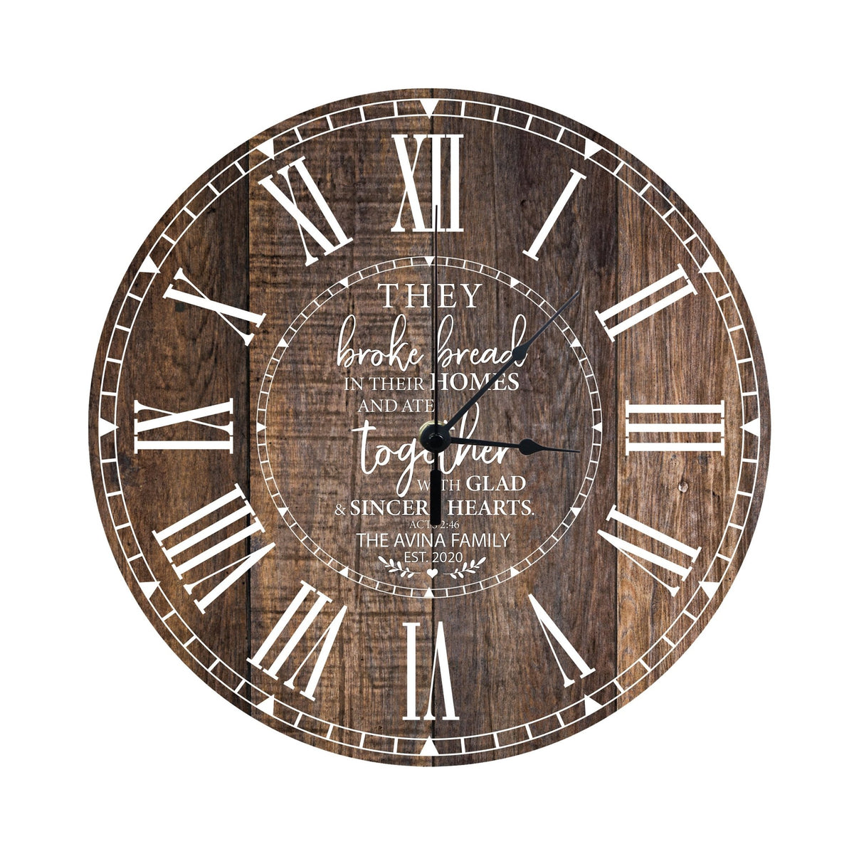 Personalized Inspirational Everyday Home and Family Wall Clock 12 x 12 x 0.125-(They broke bread) - LifeSong Milestones