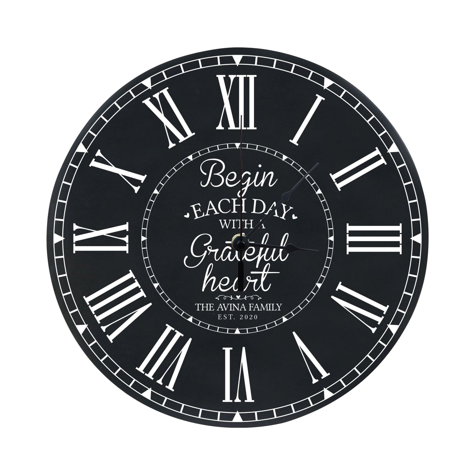 Personalized Inspirational Everyday Home and Family Wall Clock 12 x 12 x 0.75 - (Begin each day) - LifeSong Milestones
