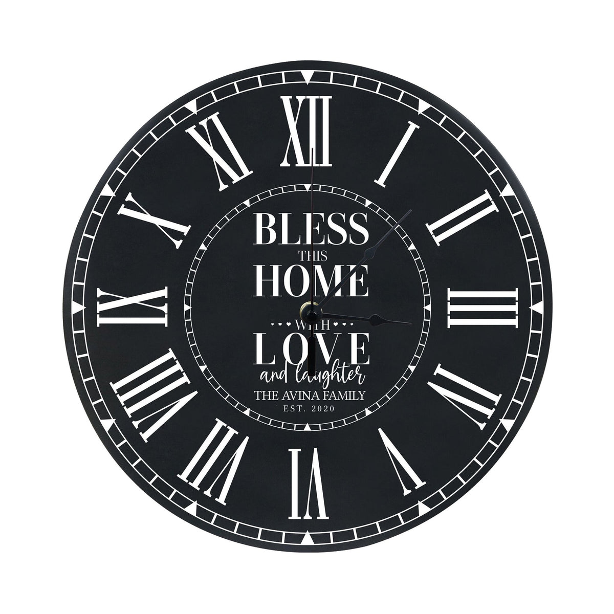 Personalized Inspirational Everyday Home and Family Wall Clock 12 x 12 x 0.75 - (Bless This Home) - LifeSong Milestones
