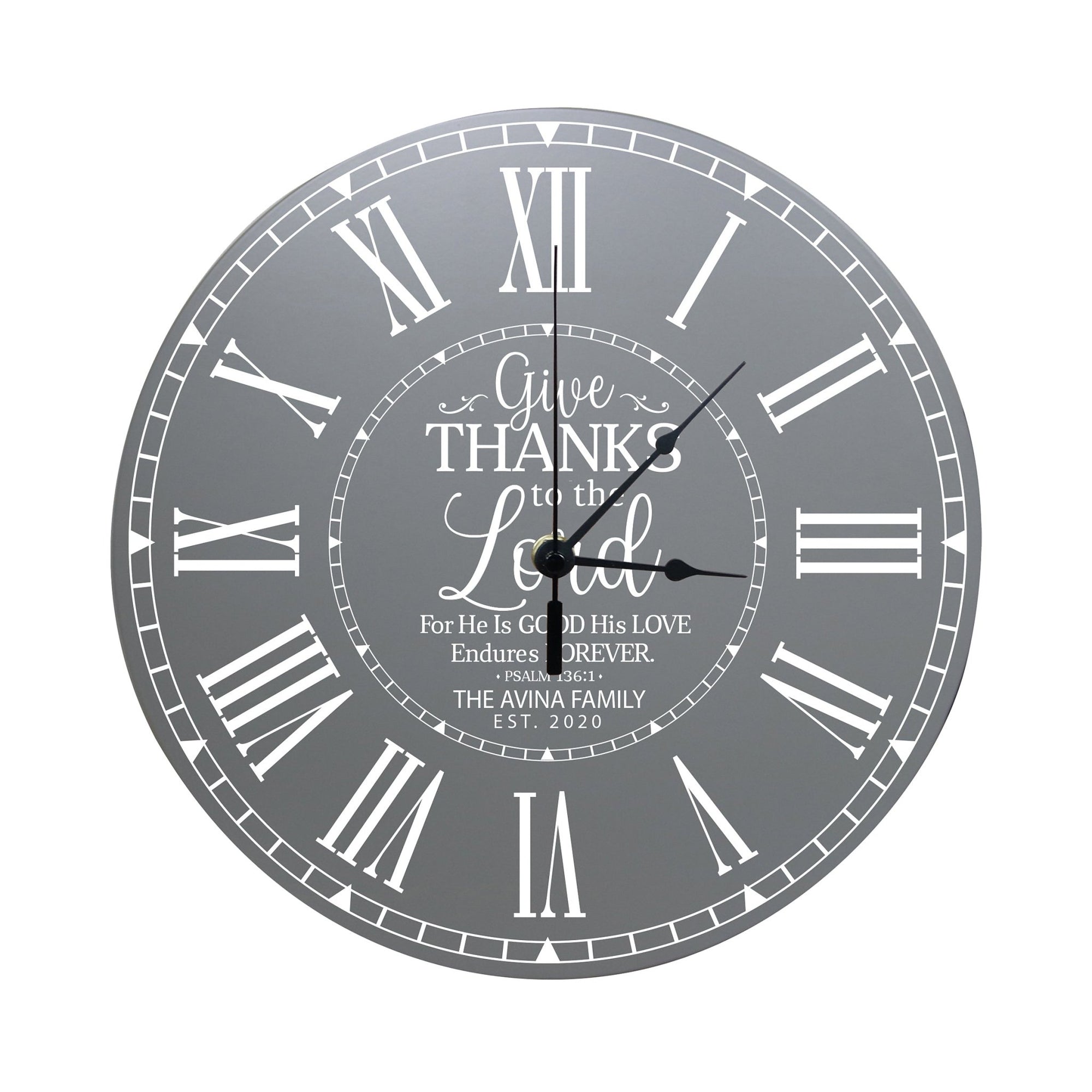 Personalized Inspirational Everyday Home and Family Wall Clock 12 x 12 x 0.75 - (Give Thanks) - LifeSong Milestones