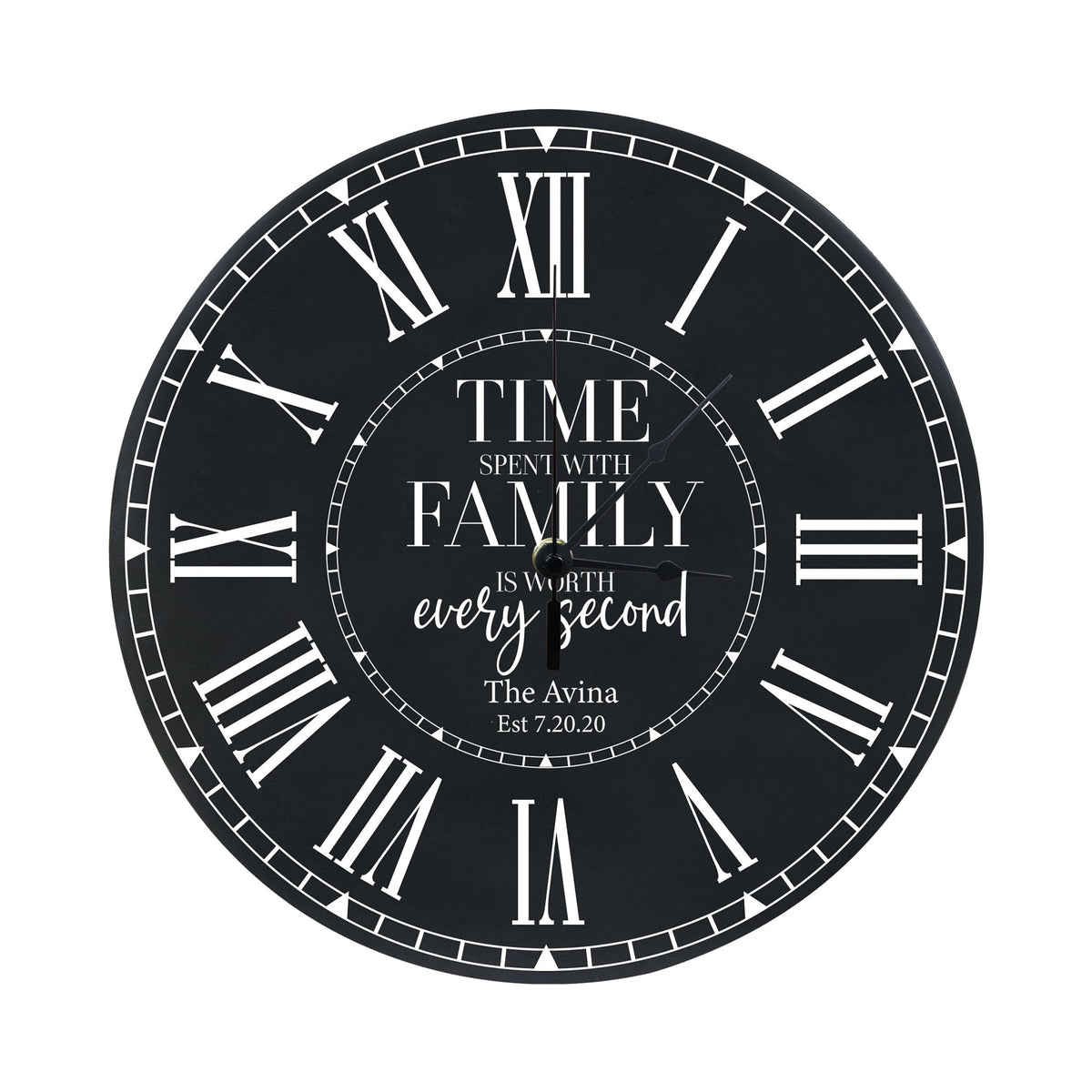 Personalized Inspirational Everyday Home and Family Wall Clock 12 x 12 x 0.75 - (The Family) - LifeSong Milestones