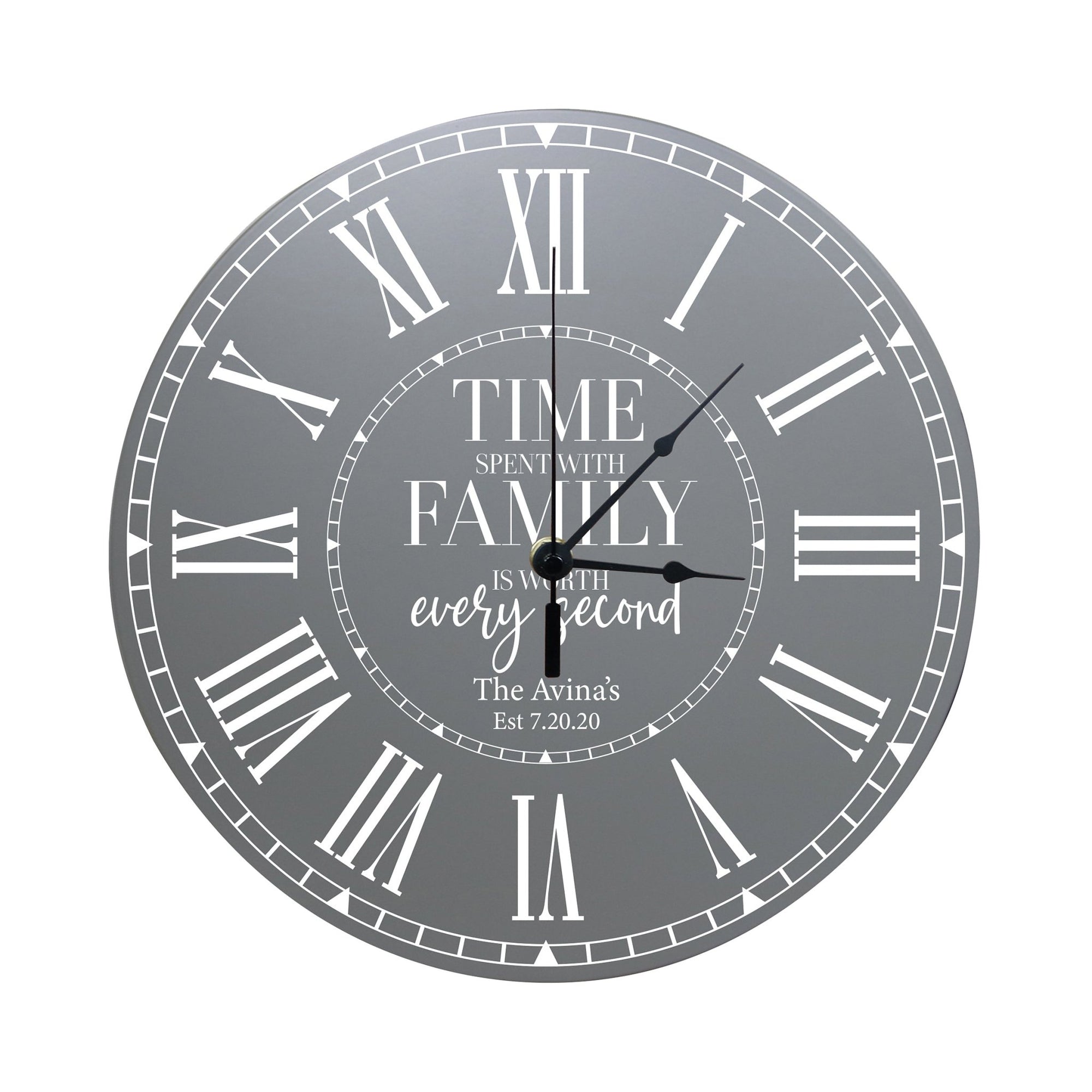 Personalized Inspirational Everyday Home and Family Wall Clock 12 x 12 x 0.75 - (The Family) - LifeSong Milestones