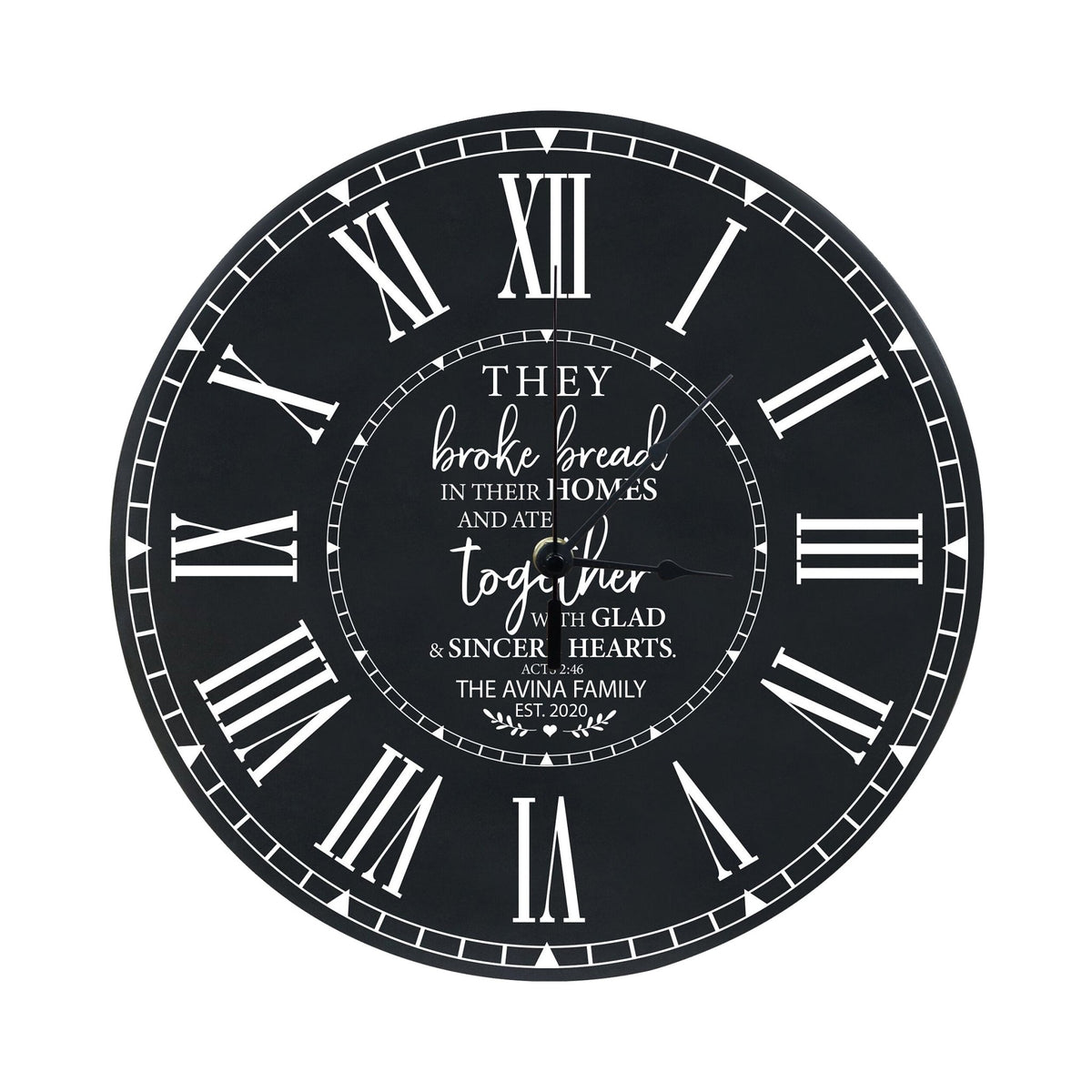 Personalized Inspirational Everyday Home and Family Wall Clock 12 x 12 x 0.75 - (They broke bread) - LifeSong Milestones