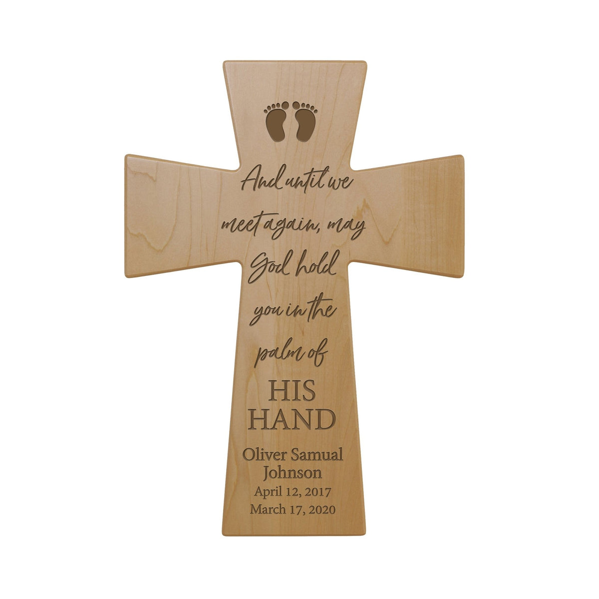 Personalized Inspirational Memorial Wall Cross 7x11 – Until We Meet Again (Footprints) - LifeSong Milestones