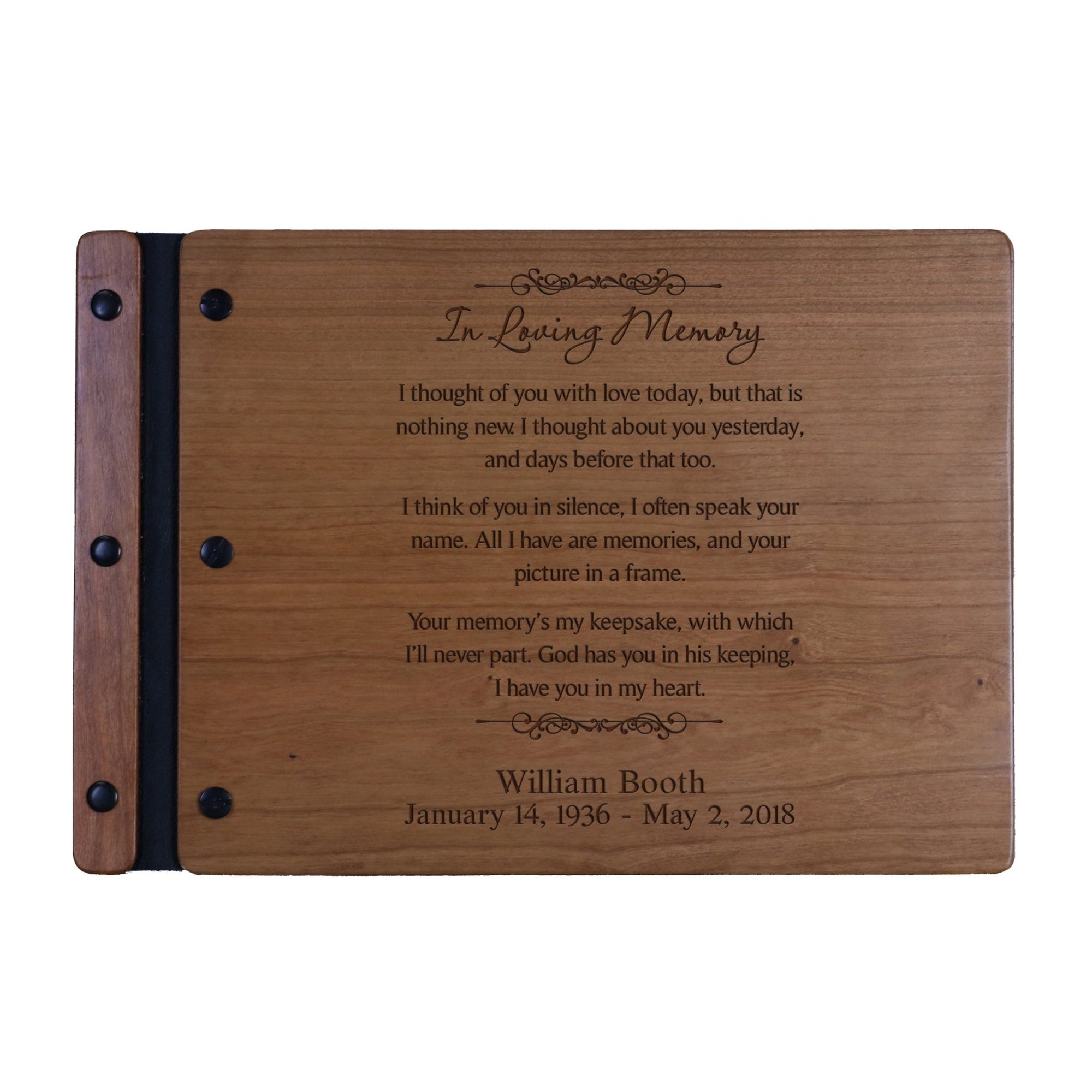 Personalized Inspirational Memorial Wooden Guest Book - In Loving Memory - LifeSong Milestones