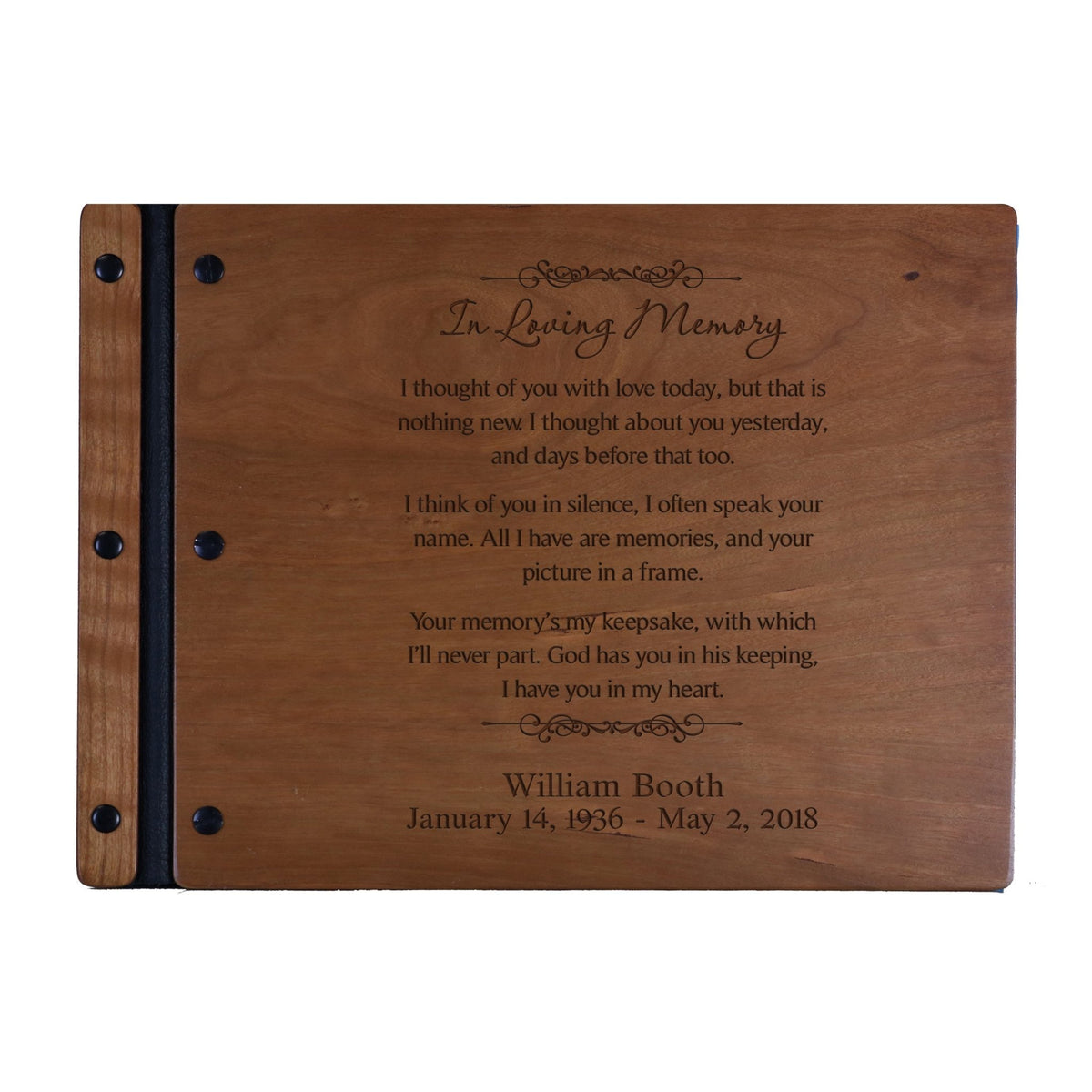 Personalized Inspirational Memorial Wooden Guest Book - In Loving Memory - LifeSong Milestones