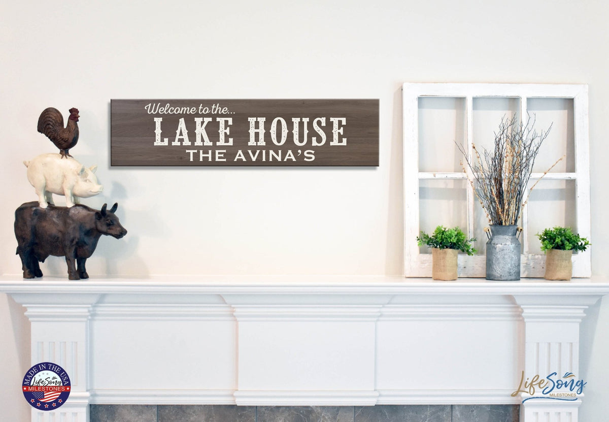 Personalized Inspirational Modern Family Beach House Wooden Wall Plaque 10x40 – Beach House (Slippers) - LifeSong Milestones