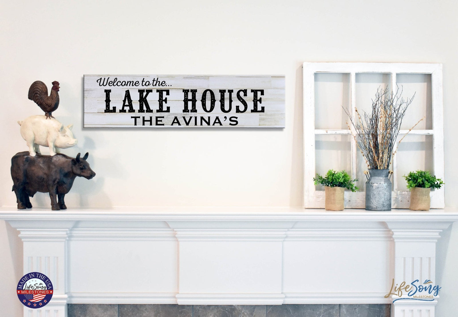 Personalized Inspirational Modern Family Beach House Wooden Wall Plaque 10x40 – Beach House (Slippers) - LifeSong Milestones
