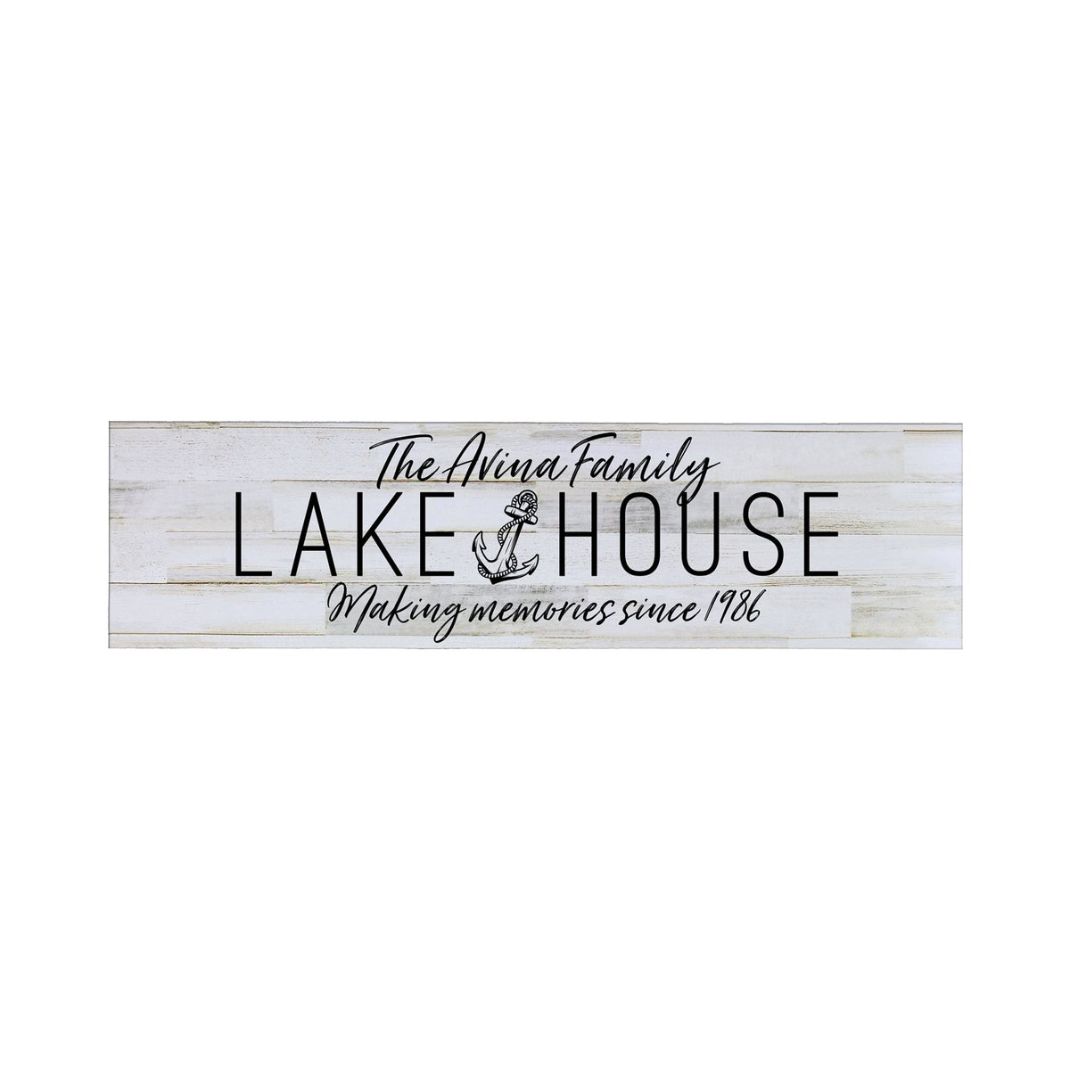 Personalized Inspirational Modern Family Beach House Wooden Wall Plaque 10x40 – Lake House (Anchor) - LifeSong Milestones
