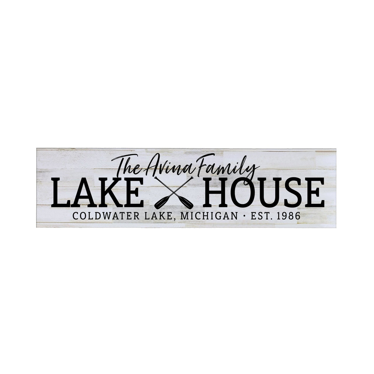 Personalized Inspirational Modern Family Beach House Wooden Wall Plaque 10x40 – Lake House (EST) - LifeSong Milestones