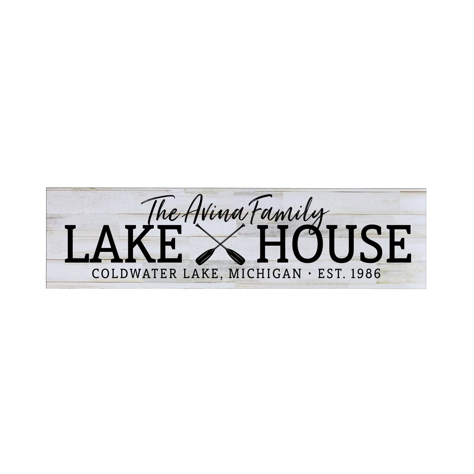 Personalized Inspirational Modern Family Beach House Wooden Wall Plaque 10x40 – Lake House (EST) - LifeSong Milestones