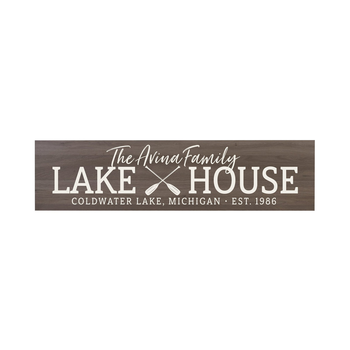 Personalized Inspirational Modern Family Beach House Wooden Wall Plaque 10x40 – Lake House (EST) - LifeSong Milestones