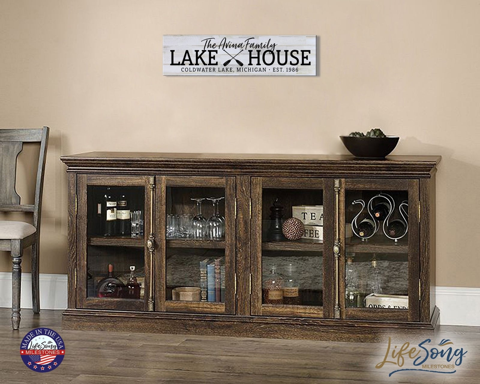 Personalized Inspirational Modern Family Beach House Wooden Wall Plaque 10x40 – Lake House (EST) - LifeSong Milestones