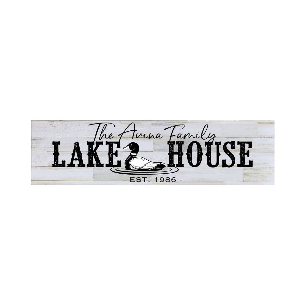 Personalized Inspirational Modern Family Beach House Wooden Wall Plaque 10x40 – Lake House (Goose) - LifeSong Milestones