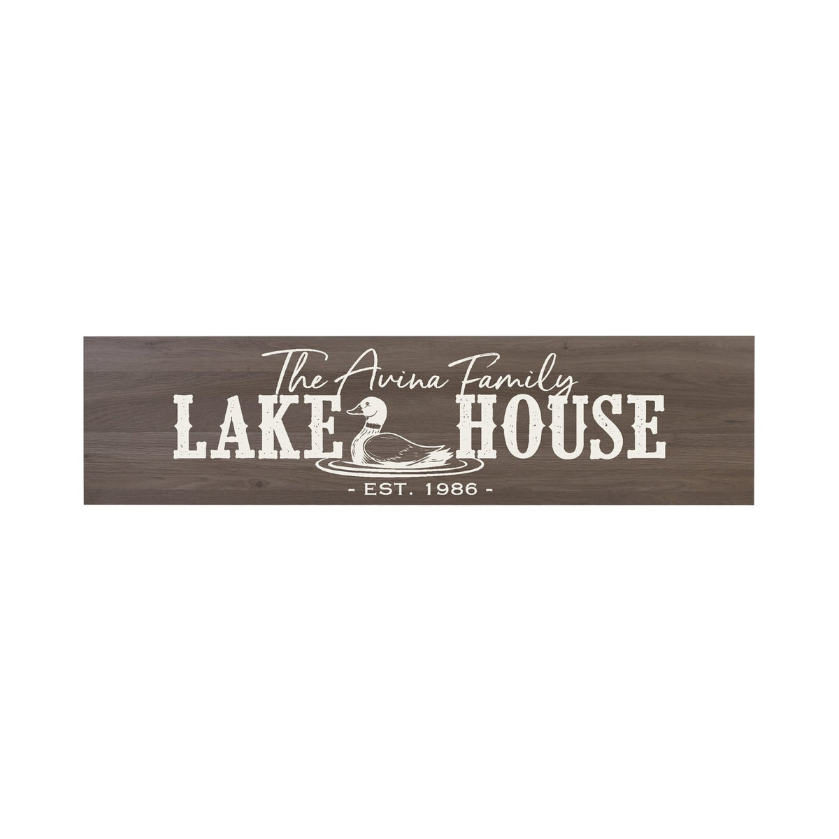 Personalized Inspirational Modern Family Beach House Wooden Wall Plaque 10x40 – Lake House (Goose) - LifeSong Milestones
