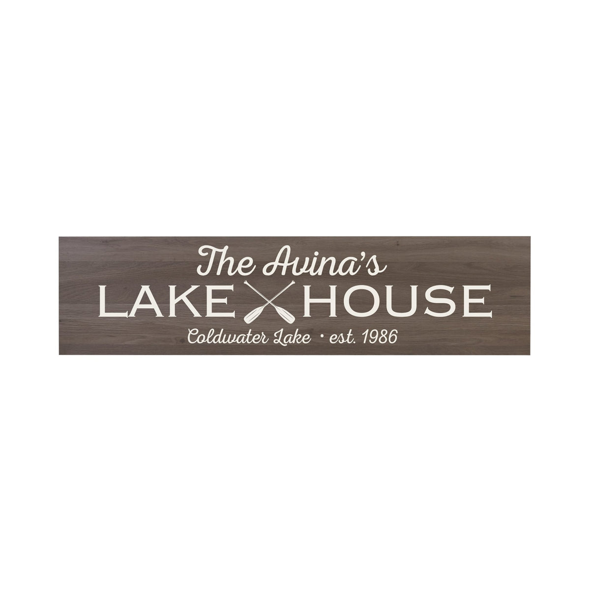 Personalized Inspirational Modern Family Beach House Wooden Wall Plaque 10x40 – Lake House (Oar) - LifeSong Milestones