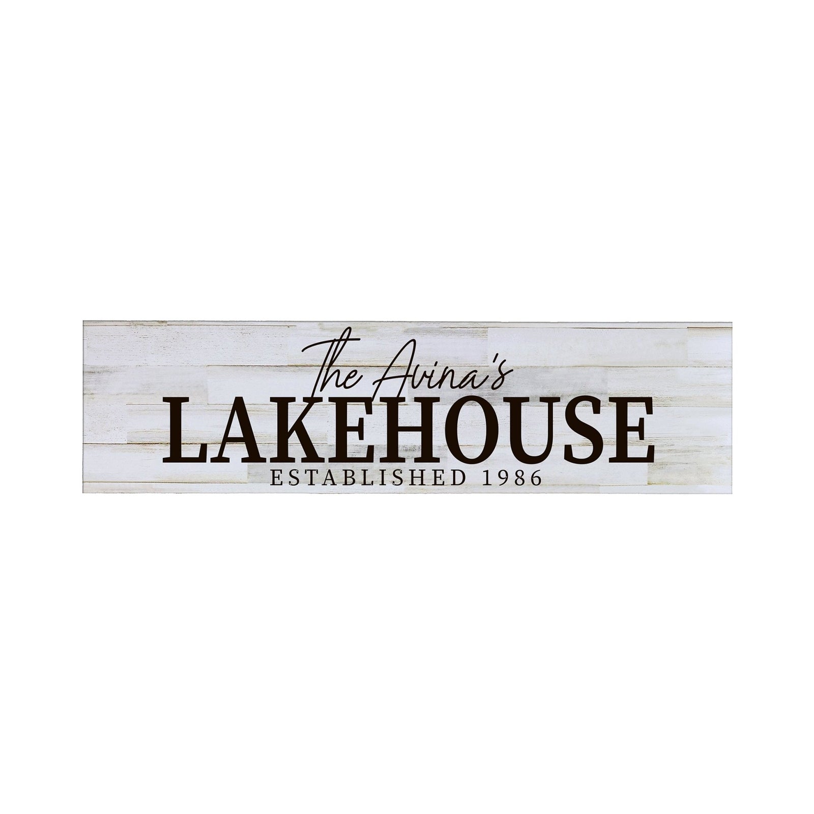 Personalized Inspirational Modern Family Beach House Wooden Wall Plaque 10x40 – Lakehouse - LifeSong Milestones
