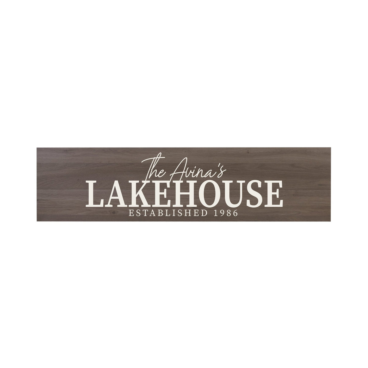 Personalized Inspirational Modern Family Beach House Wooden Wall Plaque 10x40 – Lakehouse - LifeSong Milestones