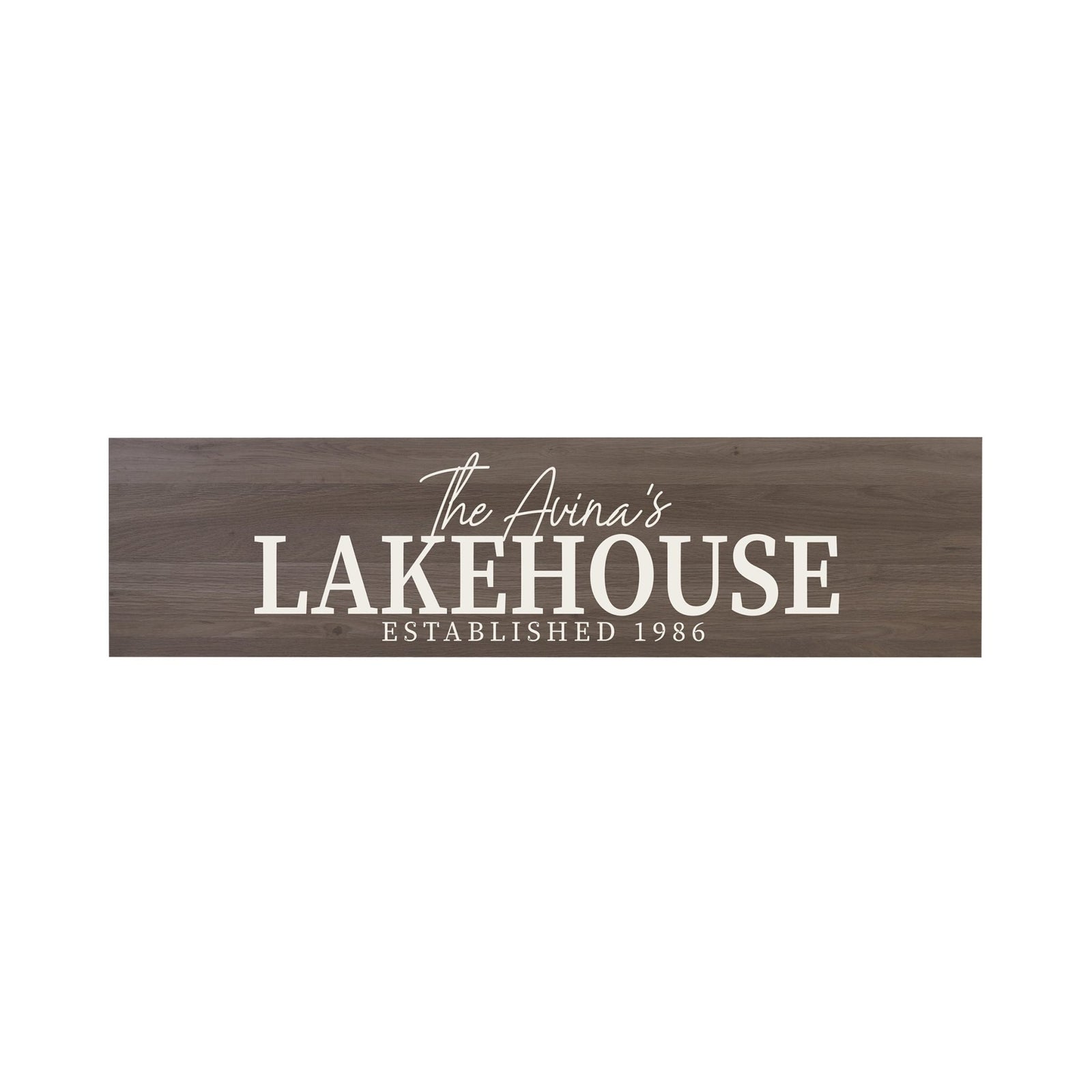 Personalized Inspirational Modern Family Beach House Wooden Wall Plaque 10x40 – Lakehouse - LifeSong Milestones