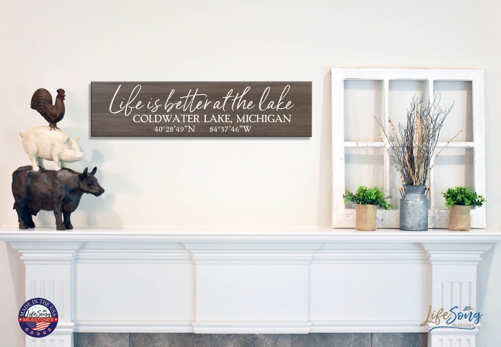 Personalized Inspirational Modern Family Beach House Wooden Wall Plaque 10x40 – Life Is Better - LifeSong Milestones