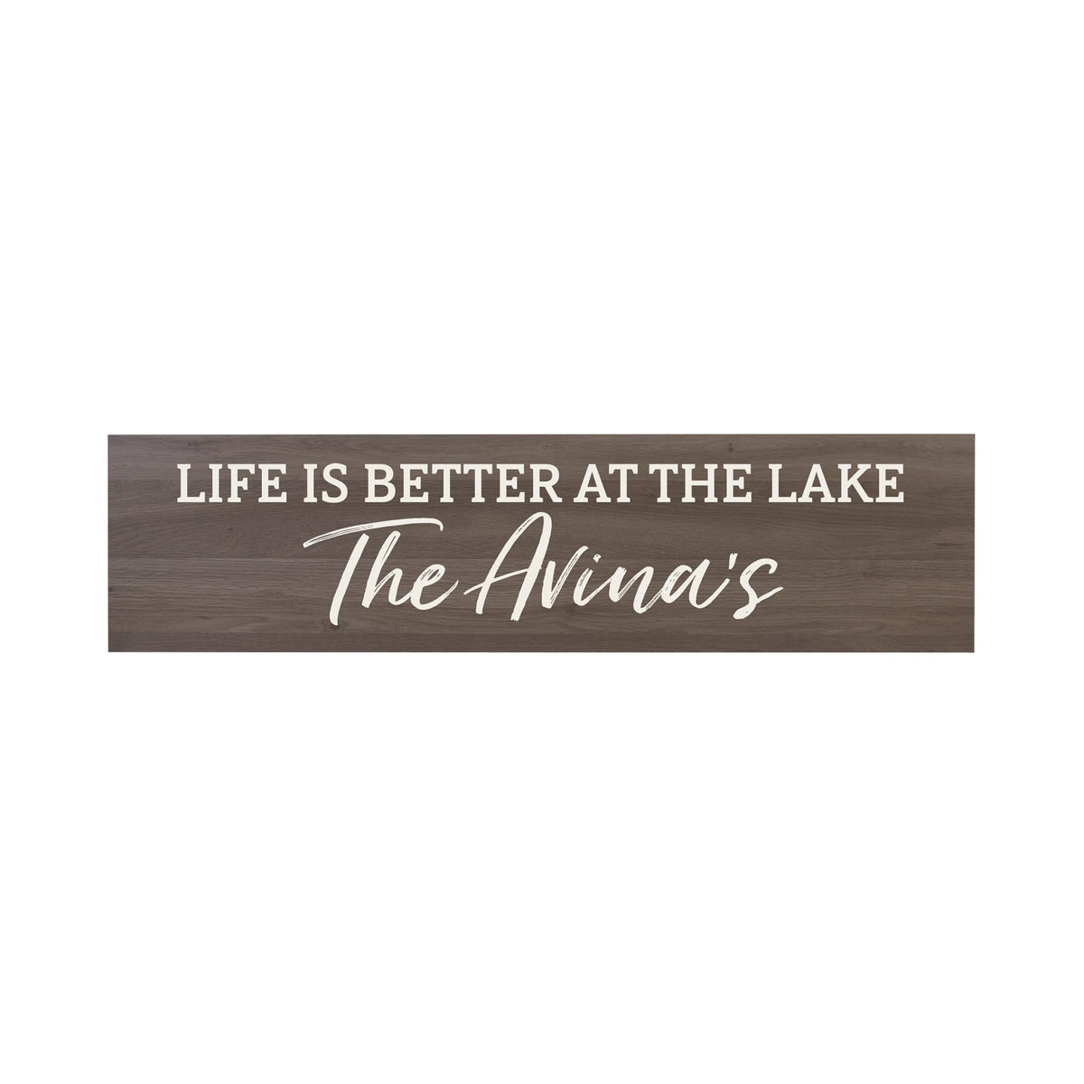 Personalized Inspirational Modern Family Beach House Wooden Wall Plaque 10x40 – Life Is Better (Script) - LifeSong Milestones