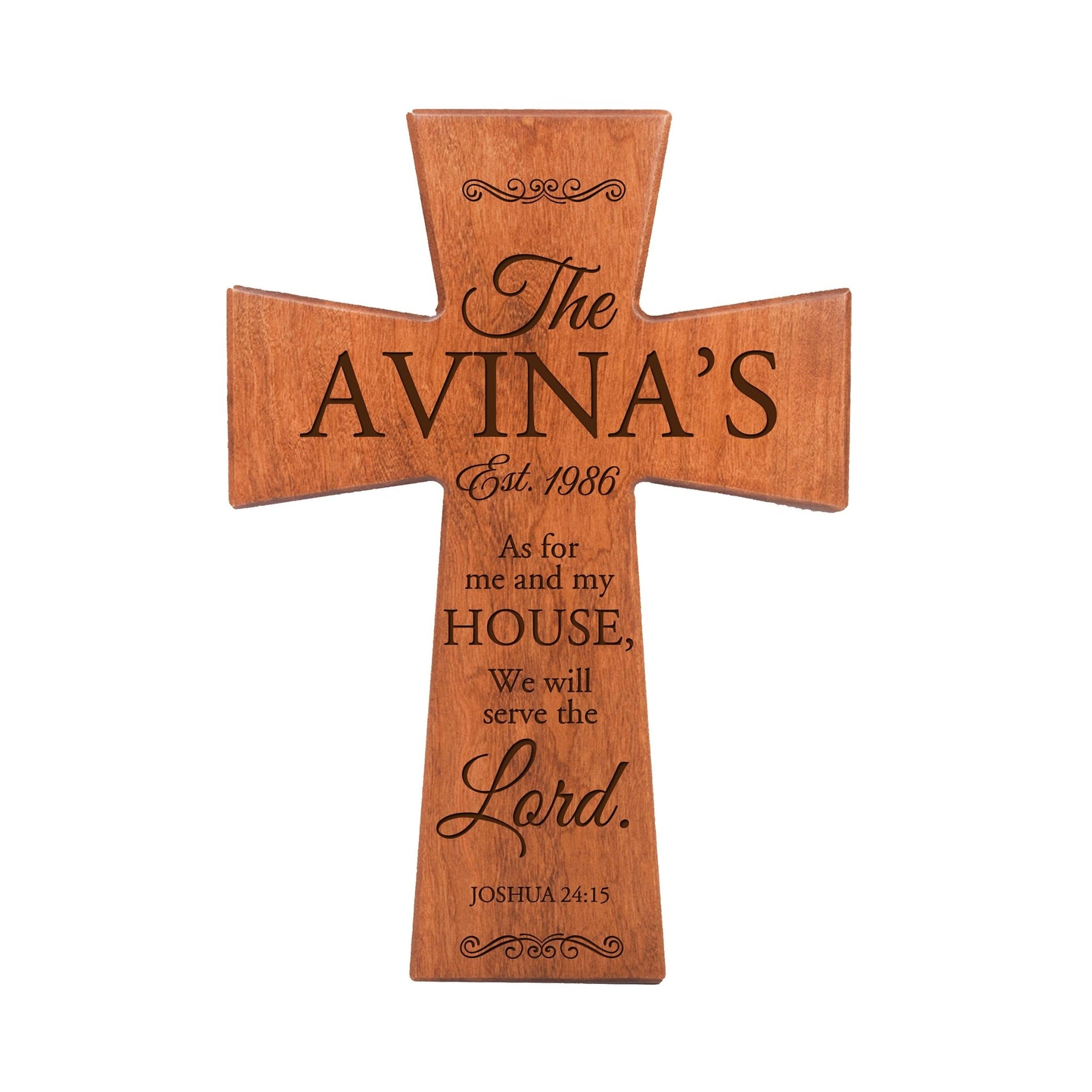 Personalized Inspirational Wooden Hanging Wall Cross 7x11 – As for me and my house - LifeSong Milestones