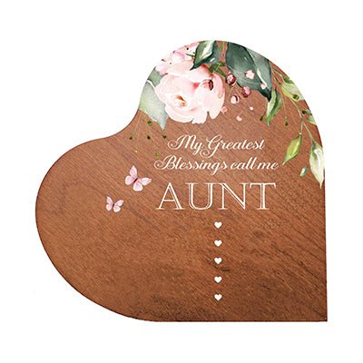 Personalized Inspiring Aunt's Love Wooden Heart Block 5in Great - My Greatest Blessings - Aunt - LifeSong Milestones