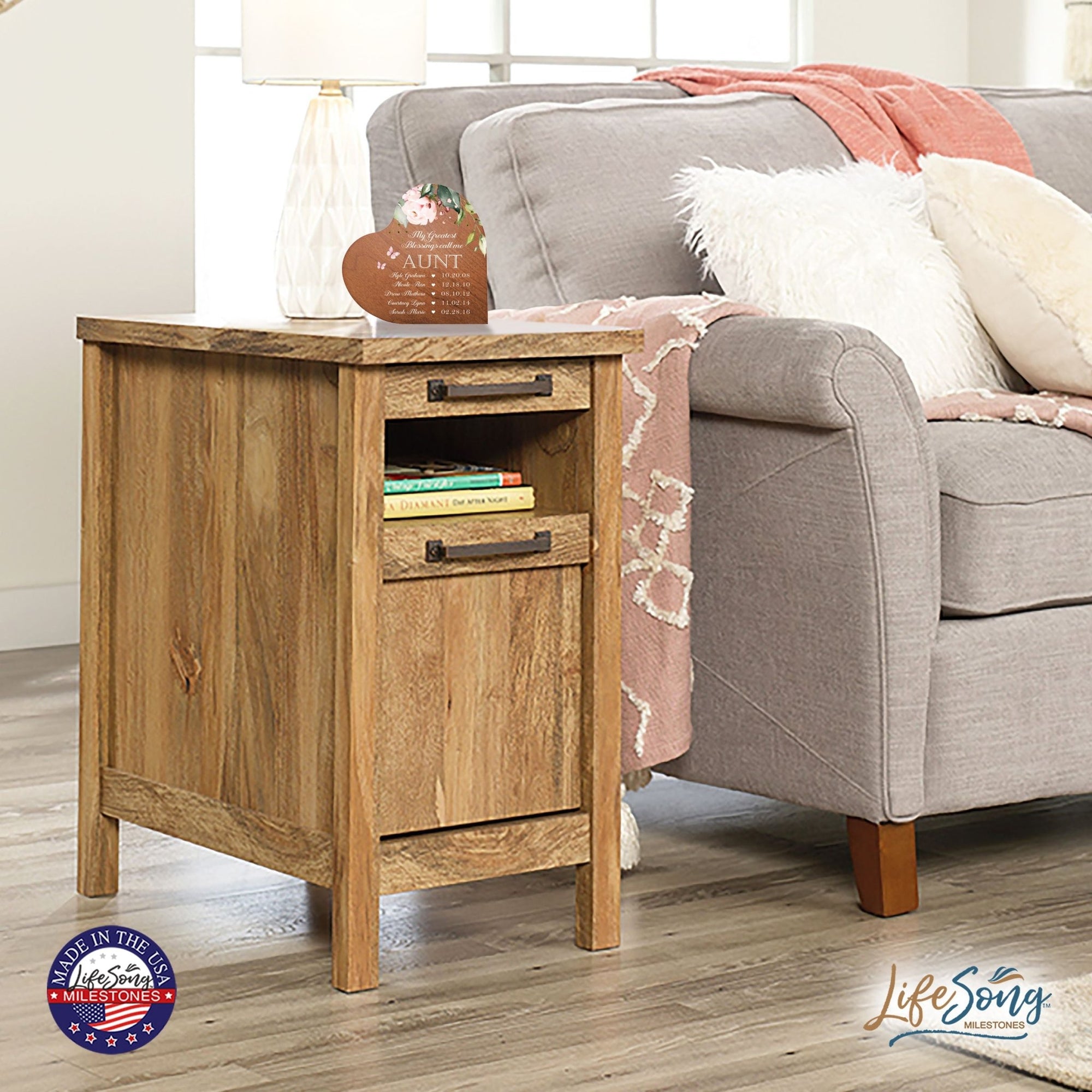 Personalized Inspiring Aunt's Love Wooden Heart Block 5in Great - My Greatest Blessings - Aunt - LifeSong Milestones