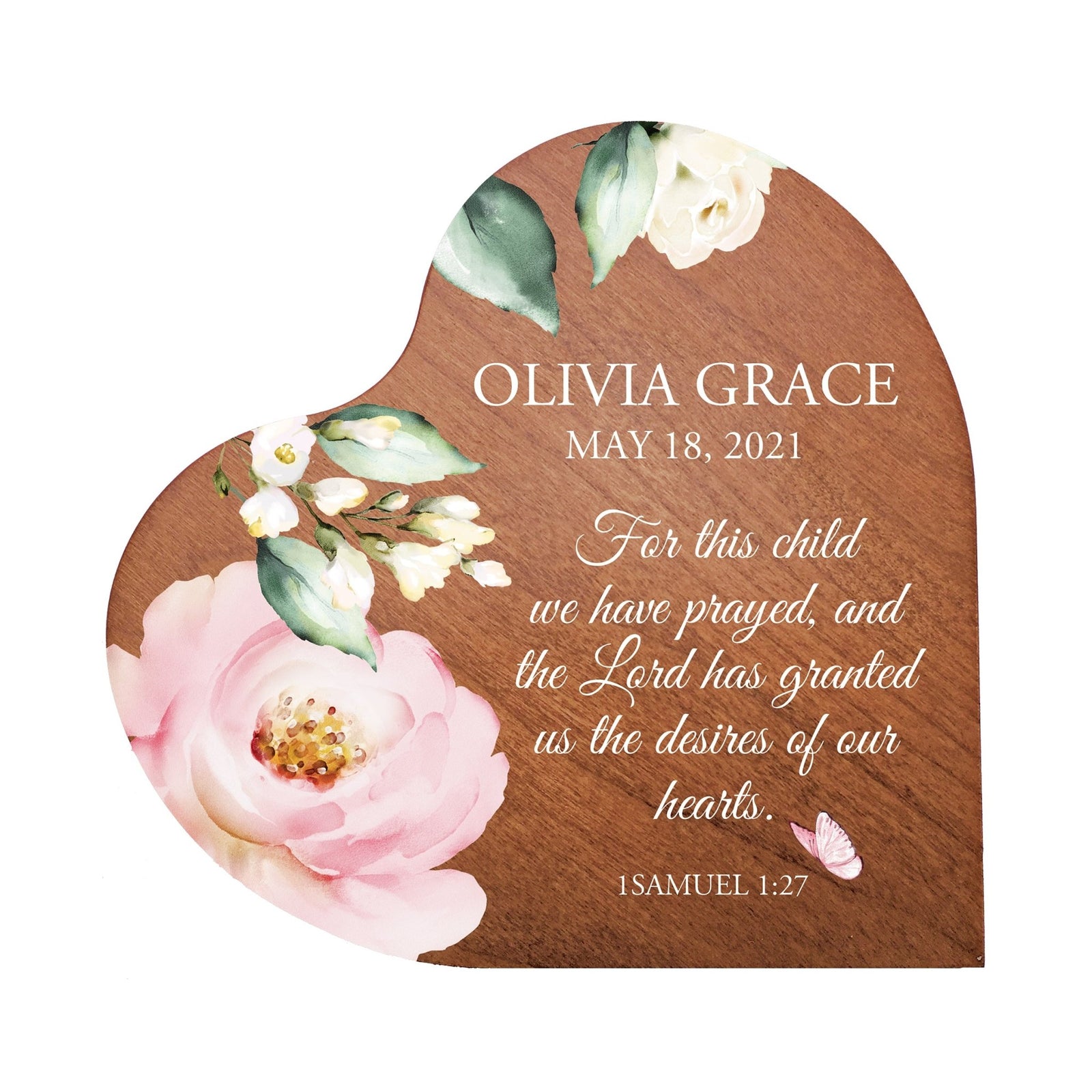Personalized Baptism Heart Shaped Tabletop Signs Gift for Goddaughter
