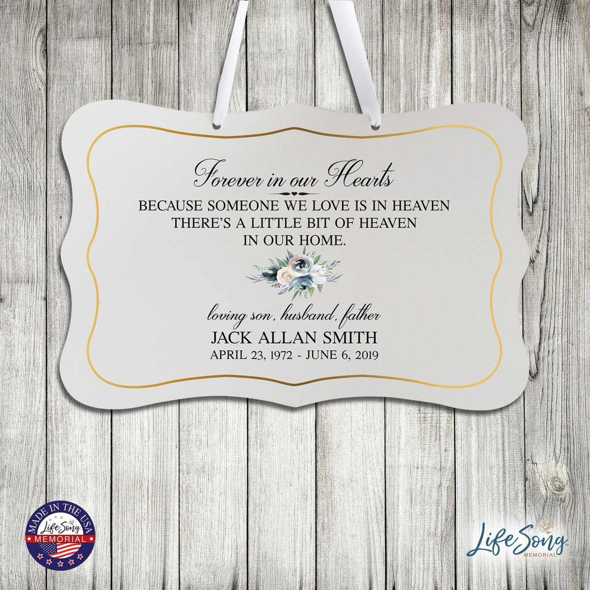 Personalized Inspiring Memorial Scalloped Ribbon Sign 8x12in - Forever in our hearts - LifeSong Milestones