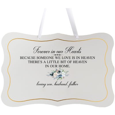 Personalized Inspiring Memorial Scalloped Ribbon Sign 8x12in - Forever in our hearts - LifeSong Milestones