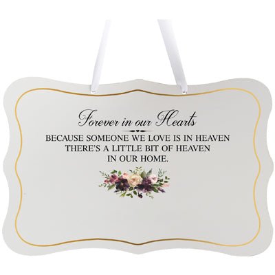 Personalized Inspiring Memorial Scalloped Ribbon Sign 8x12in - Forever in our hearts - LifeSong Milestones