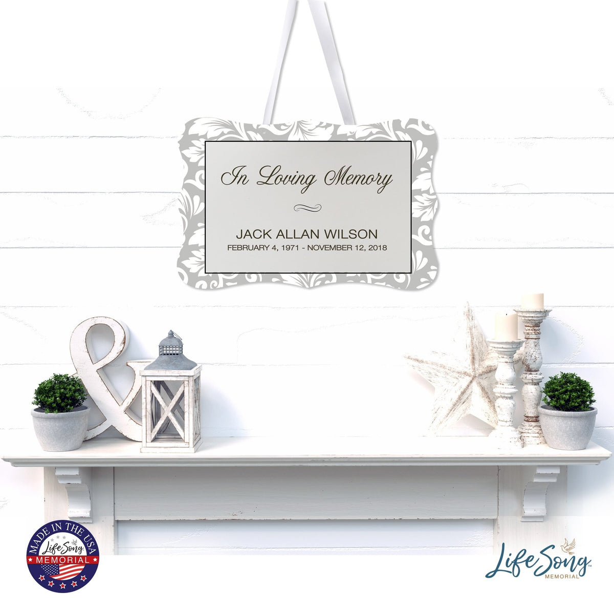 Personalized Inspiring Memorial Scalloped Ribbon Sign 8x12in - In loving memory - LifeSong Milestones