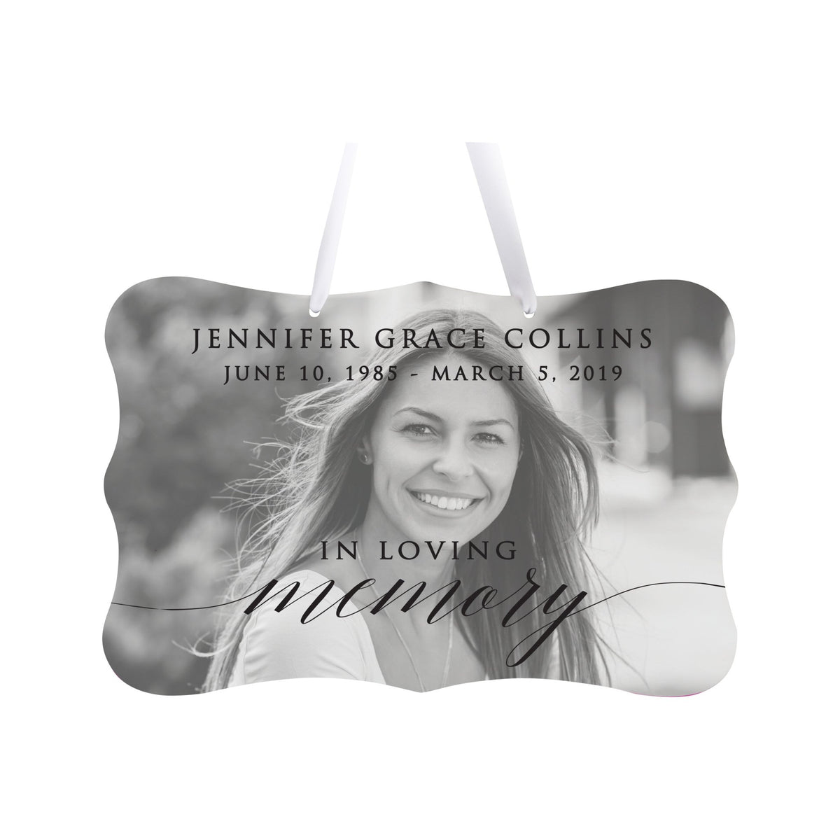 Personalized Inspiring Memorial Scalloped Ribbon Sign 8x12in - In loving memory - LifeSong Milestones