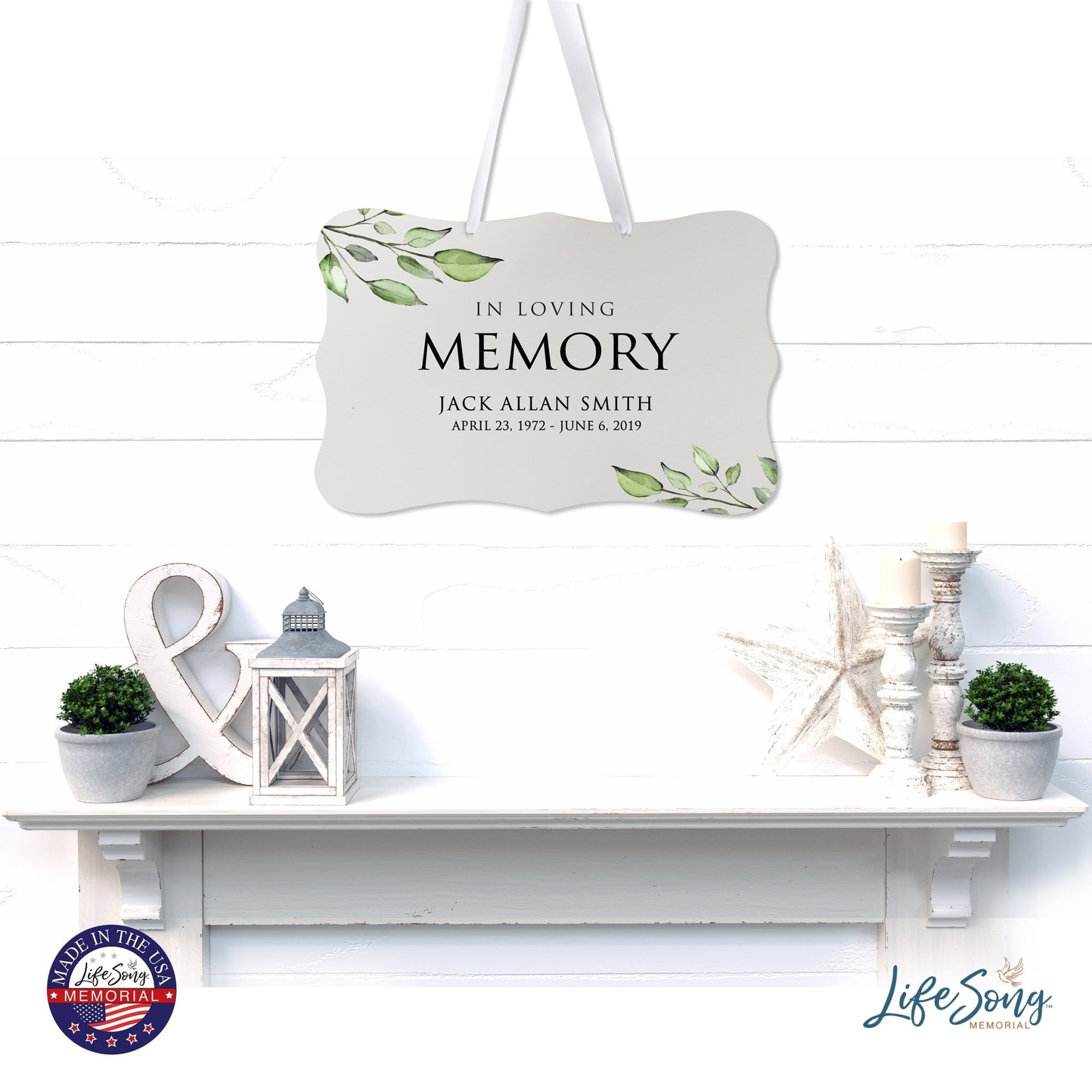 Personalized Inspiring Memorial Scalloped Ribbon Sign 8x12in - In loving memory - LifeSong Milestones
