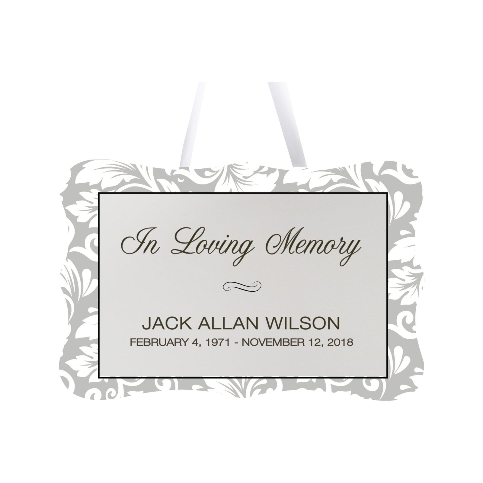 Personalized Inspiring Memorial Scalloped Ribbon Sign 8x12in - In loving memory - LifeSong Milestones