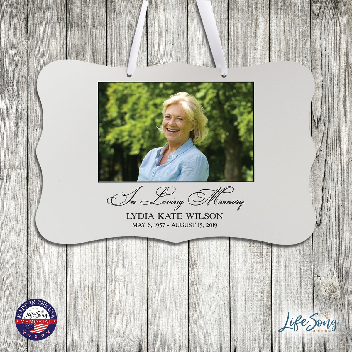 Personalized Inspiring Memorial Scalloped Ribbon Sign 8x12in - In loving memory - LifeSong Milestones